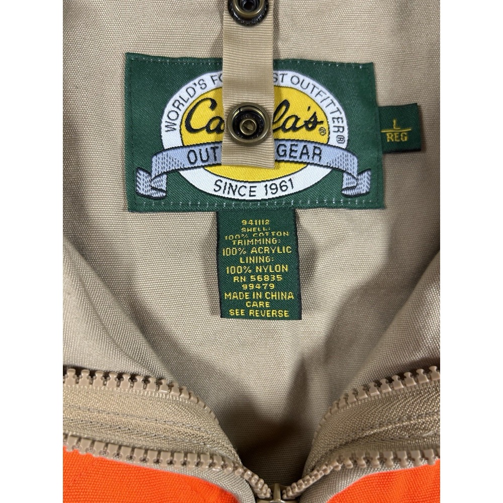 Cabela's Blaze Orange Upland Hunting Jacket Mens L Tan Quilted Gorpcore Outdoor - Picture 3 of 10